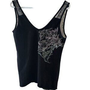 Metal Mulisha Maidens Tank top Screen Print Front and Sheer Back Sz Medium